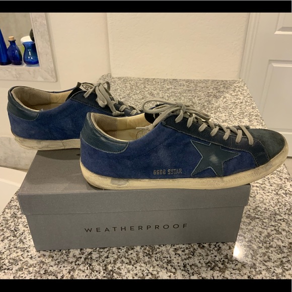 Navy Golden Goose Canvas/Leather Superstars Sneakers Sz 42/US11 - Picture 2 of 16